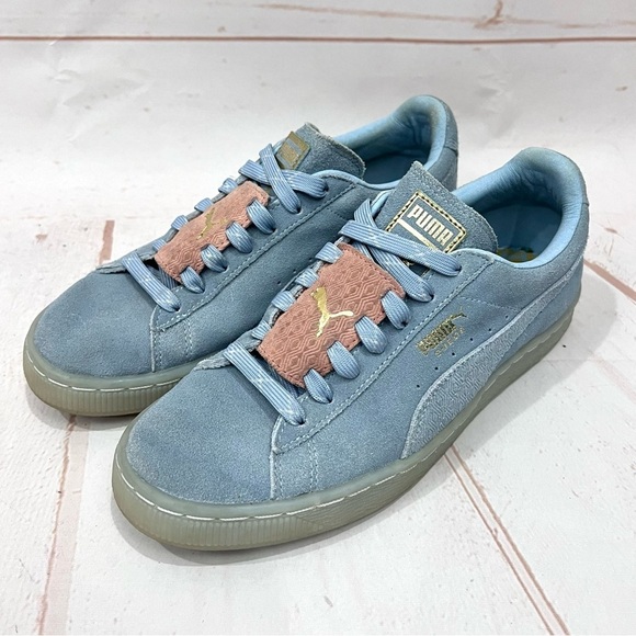 Puma Classic Suede Epic Remix Baby Blue Fog Salmon Pink Gold Training Sneakers main image 9
